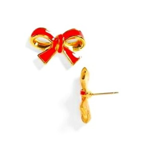 NWT Kate Spade Finishing Touch Cherry Red Bow Studs - Picture 1 of 4